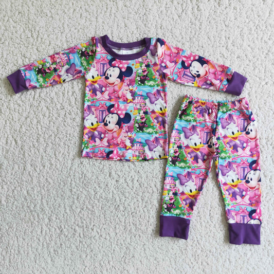 Girls Purple Pajamas Long Sleeves Pants