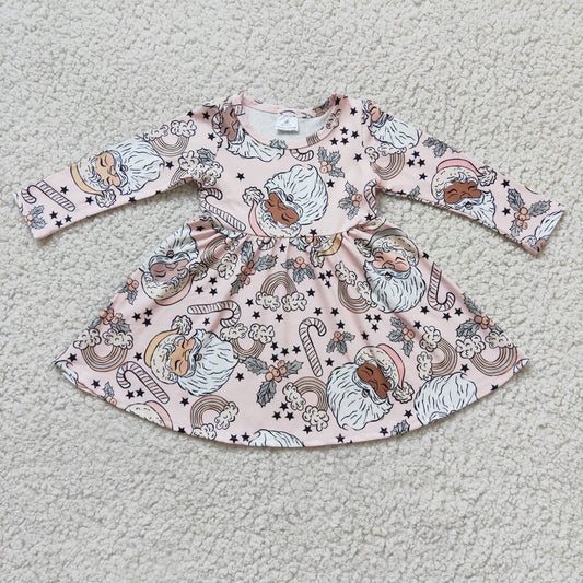 1.99 6 A9-3 Girls Christmas Santa Dress Long Sleeves Pink