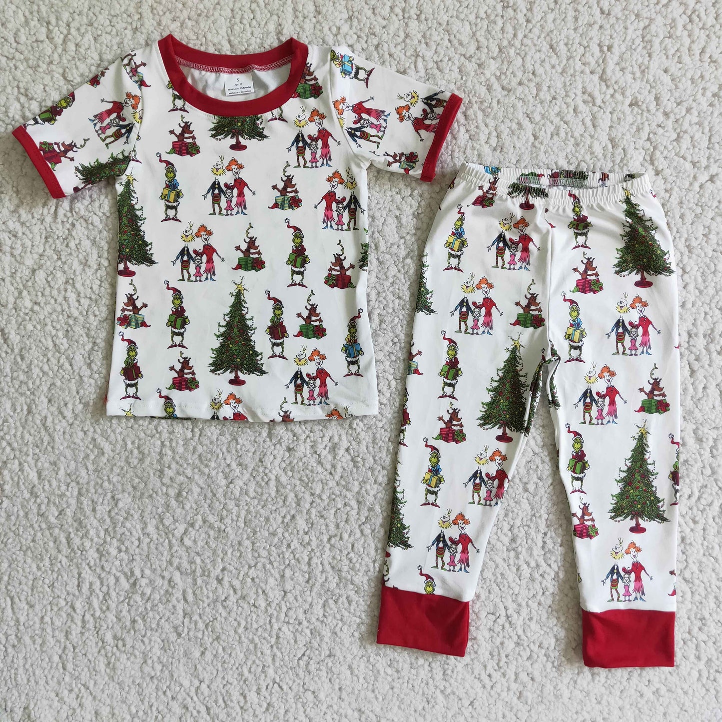 Boys Christmas Pajamas Short Sleeves