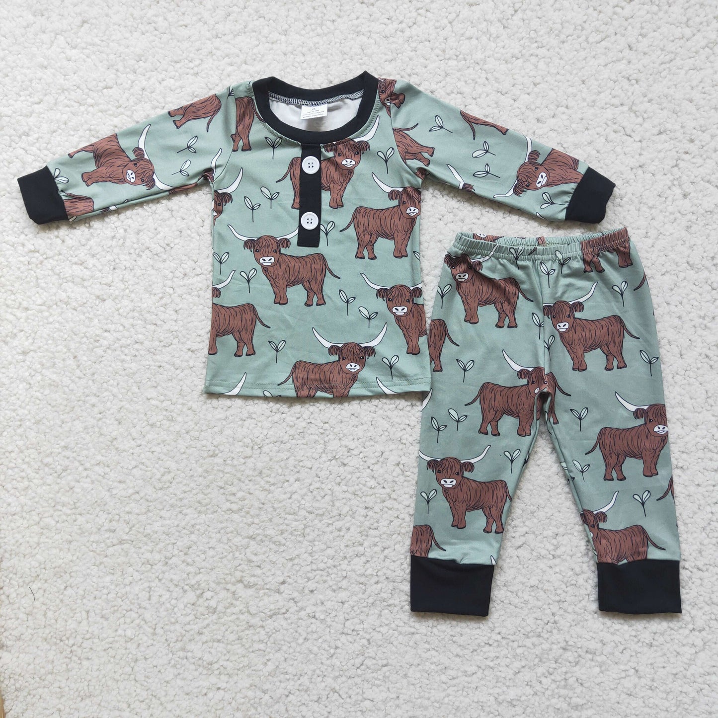 Boys Cow Pajamas Long Sleeves Joggers