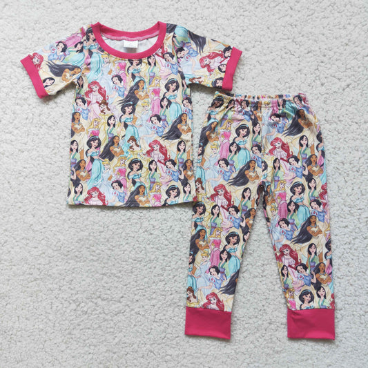 Girls Princess Pajamas Short Sleeves Joggers