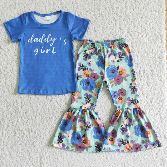 Daddy's Girl Short Sleeves Bell Bottom Floral Outfits