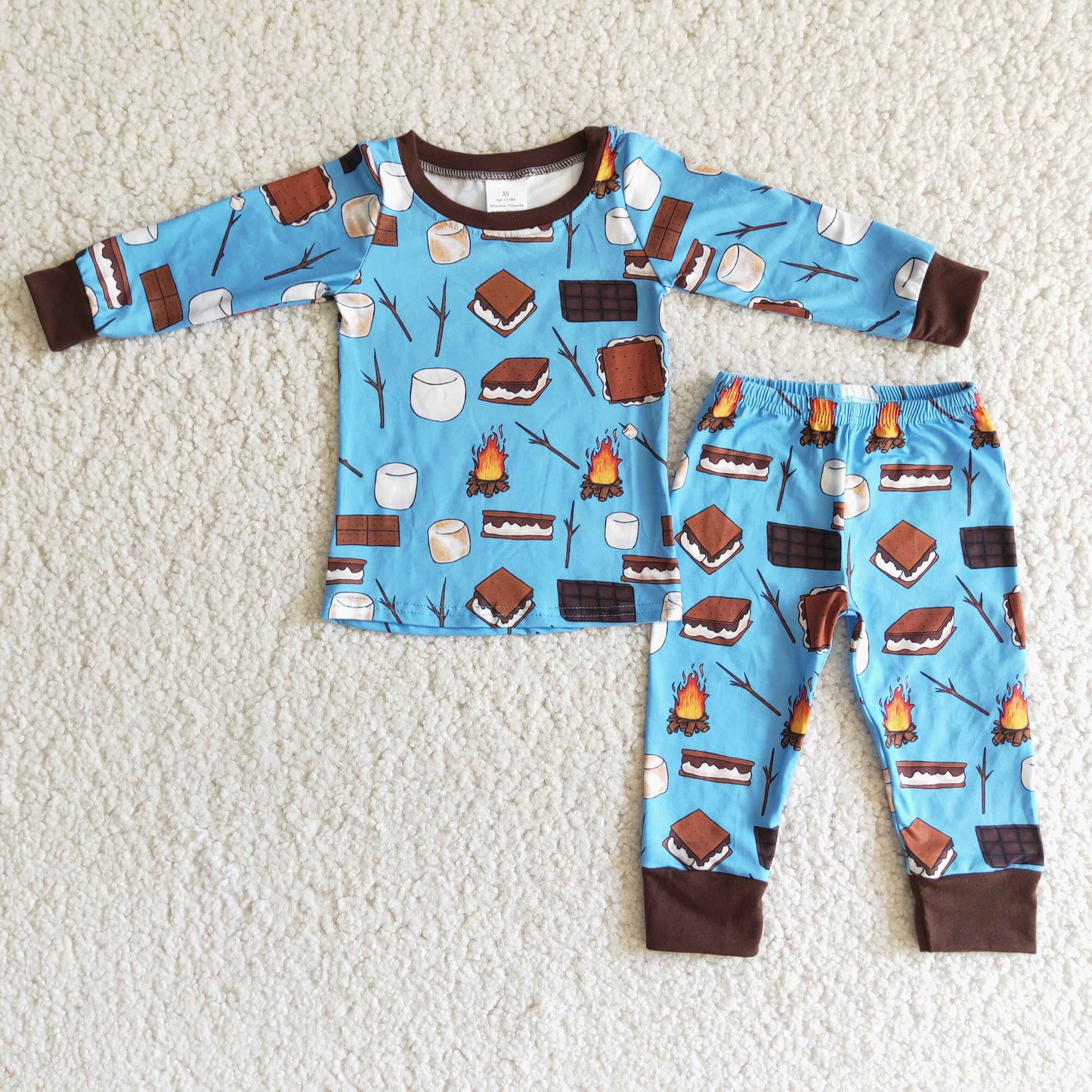 Boys Winter Pajamas Long Sleeves Joggers Blue