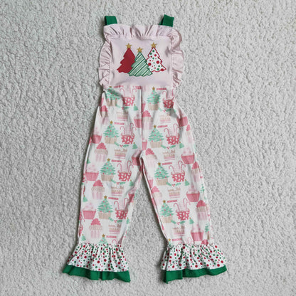 E4-26 Girls Christmas Tree Overalls