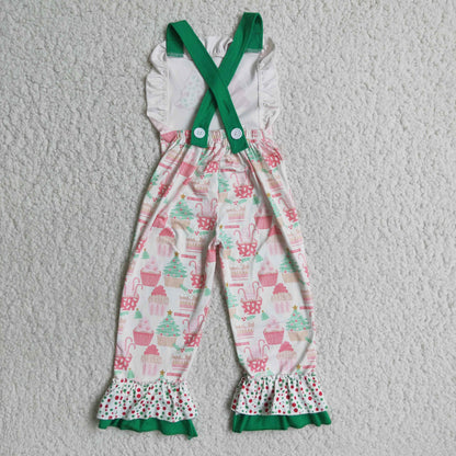 E4-26 Girls Christmas Tree Overalls