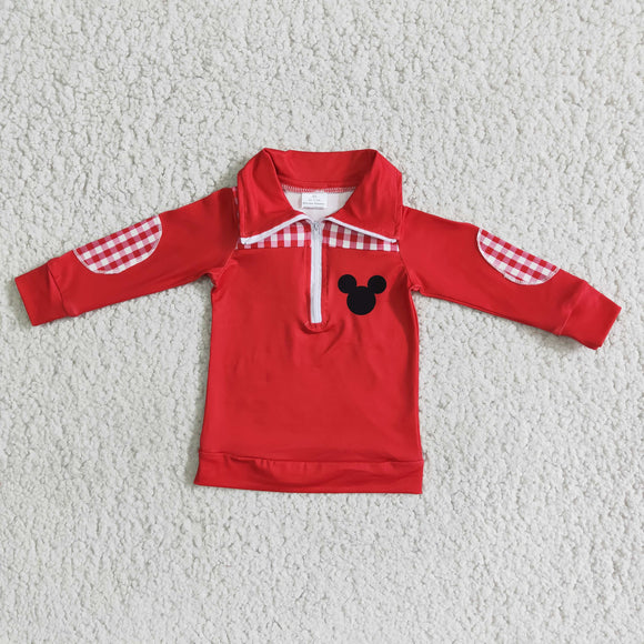 Boys Red Shirt Top Long Sleeves With Zip