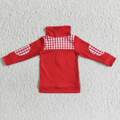 Boys Red Shirt Top Long Sleeves With Zip