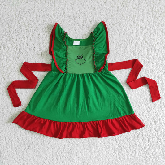 Girls Christmas Dress Sleeveless Green