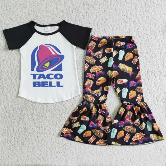 Girls Taco Outfits Short Sleeves Bell Bottom Pants