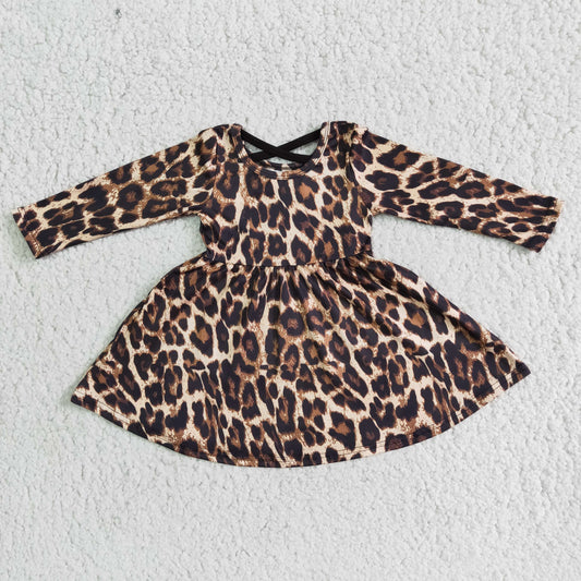 Girls Leopard Dress Long Sleeves