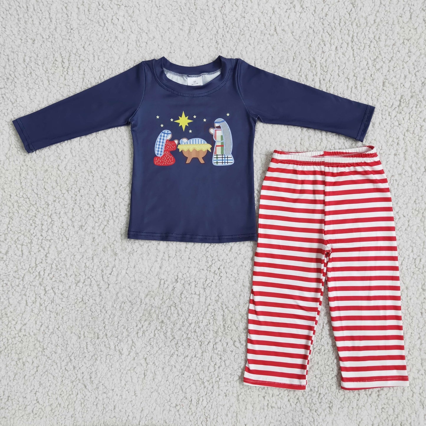 Boys Nativity Outfits Long Sleeves Checked Red Pants