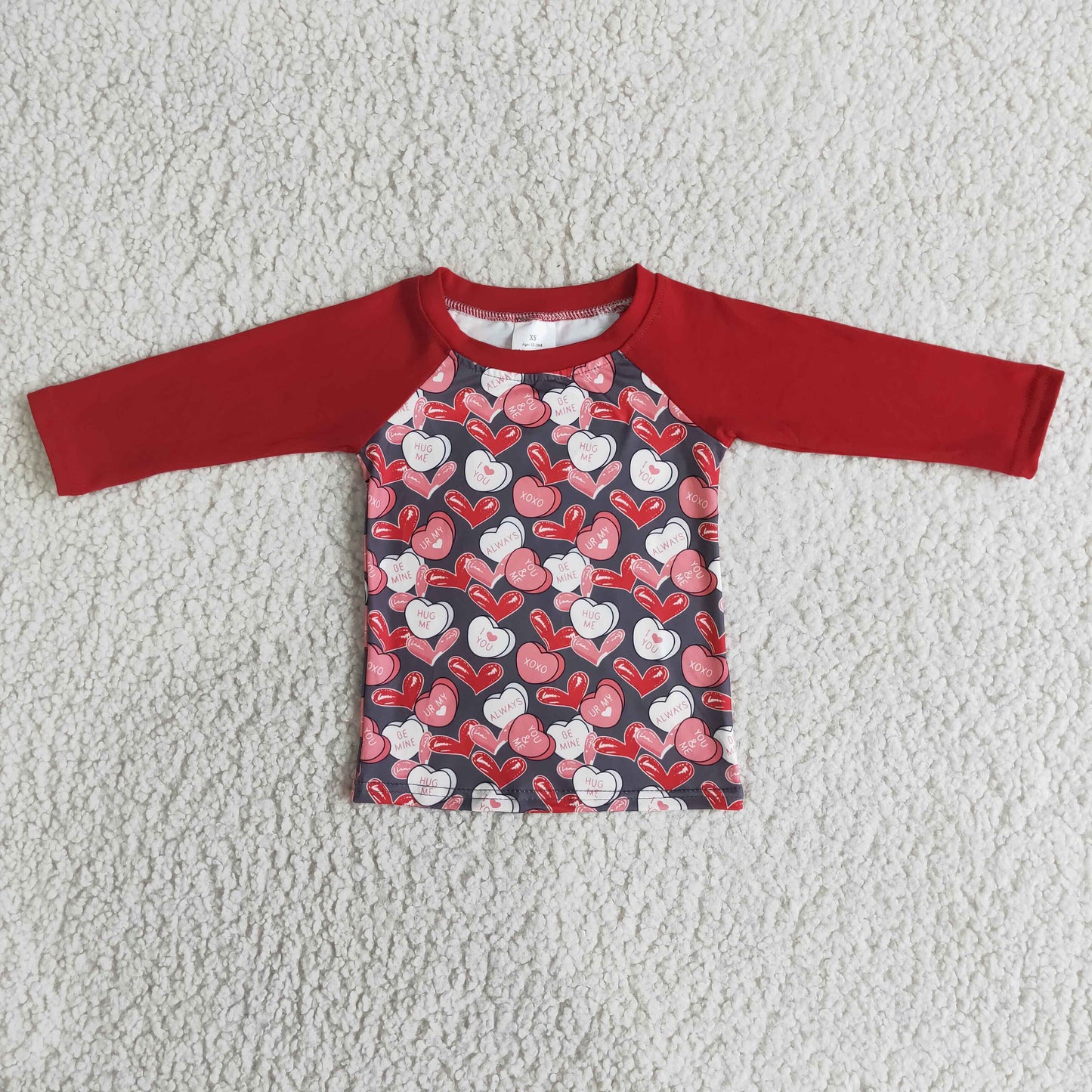 Boys Valentine's Day Love Shirt Top Long Sleeves Red