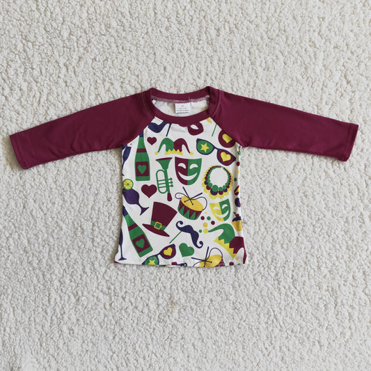 Boys Cartoon Purple Shirt Top Purple Long Sleeves