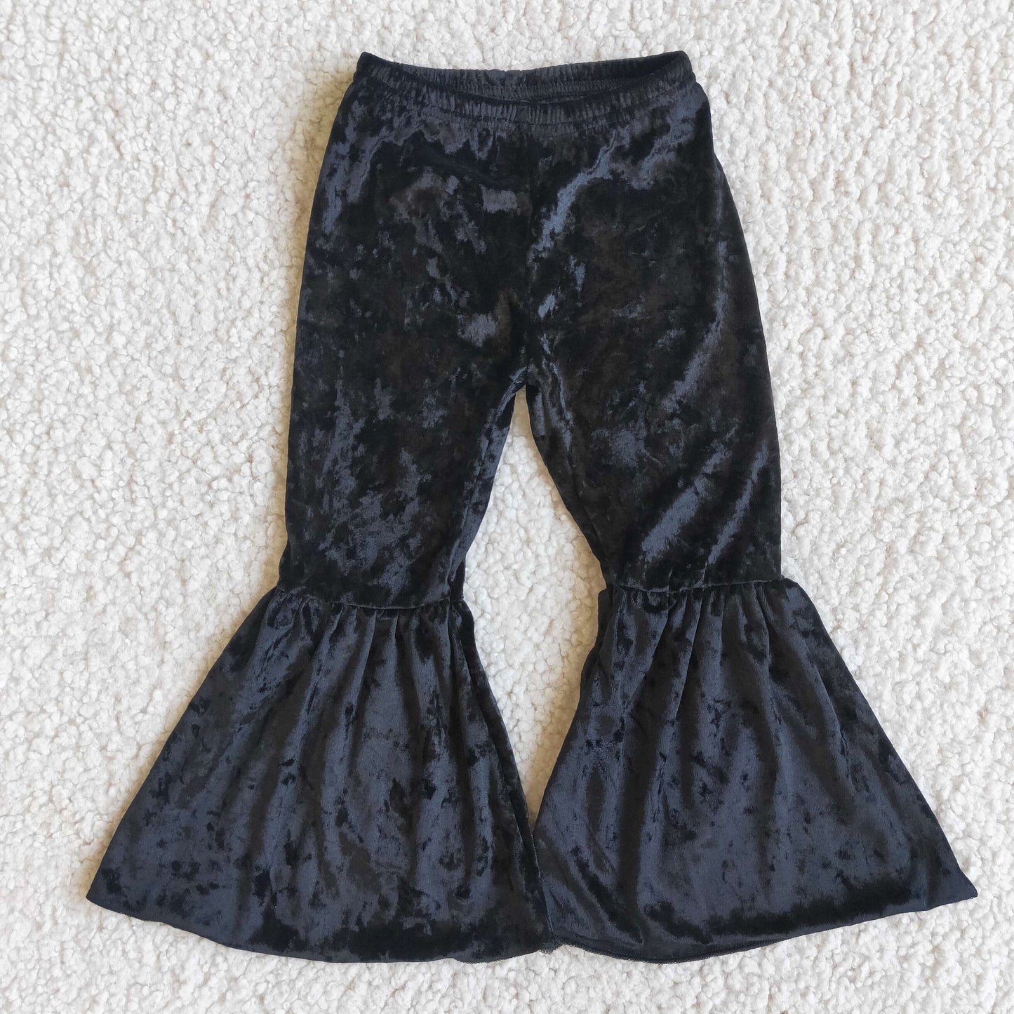 Girls Black Velvet Bell Bottom Pants