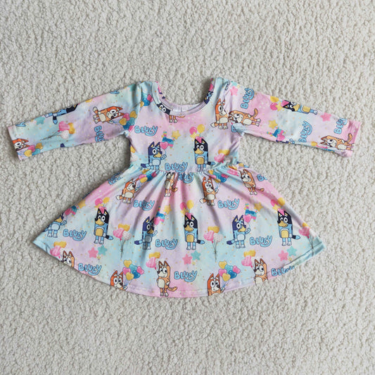 Girls Cartoon Dress Long Sleeves