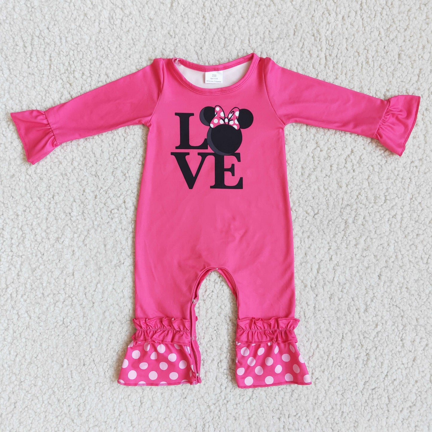 6 B8-35 Girls Valentine's Day Love Rompers Long Sleeves