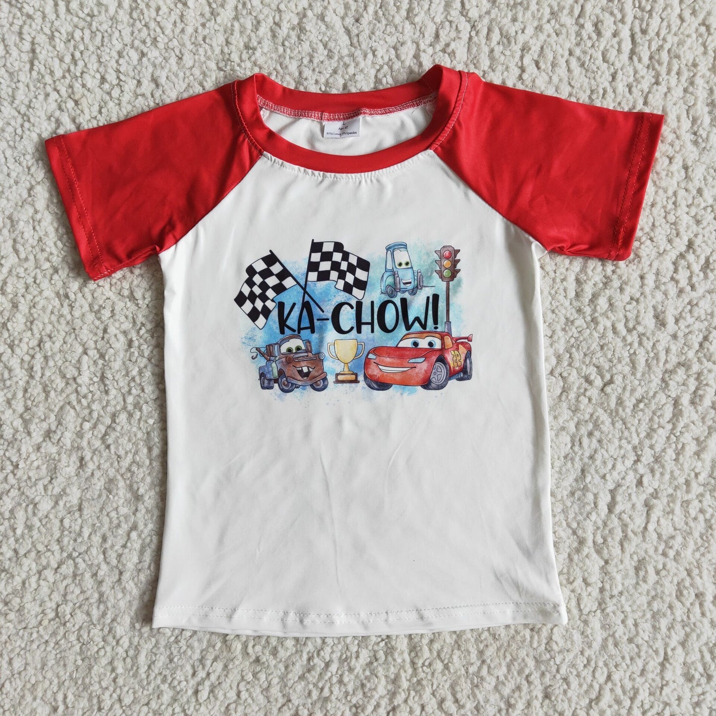 Boys Toy Car Shirt Top Short Sleeves Red