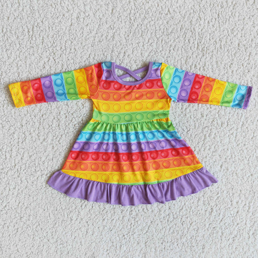 Girls Colorful Dress Long Sleeves