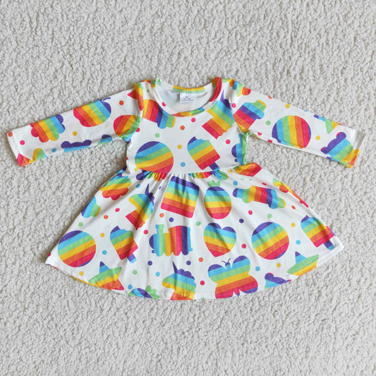 Girls Colorful Dress Long Sleeves