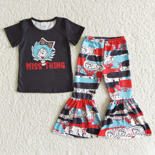 Girls Miss Thing Outfits Short Sleeves Bell Bottom Pants