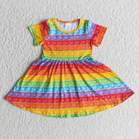 Girls Colorful Dress Short Sleeves