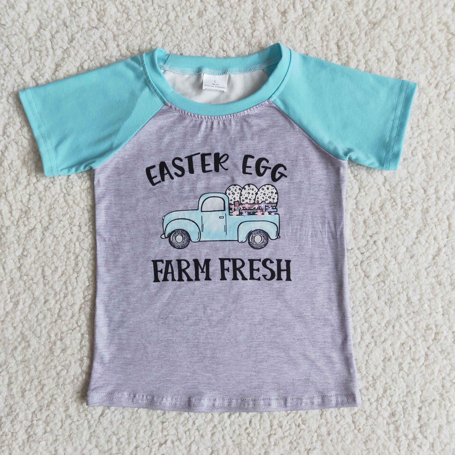 Boys Easter Egg Farm Fresh Shirt Top Short Sleeves