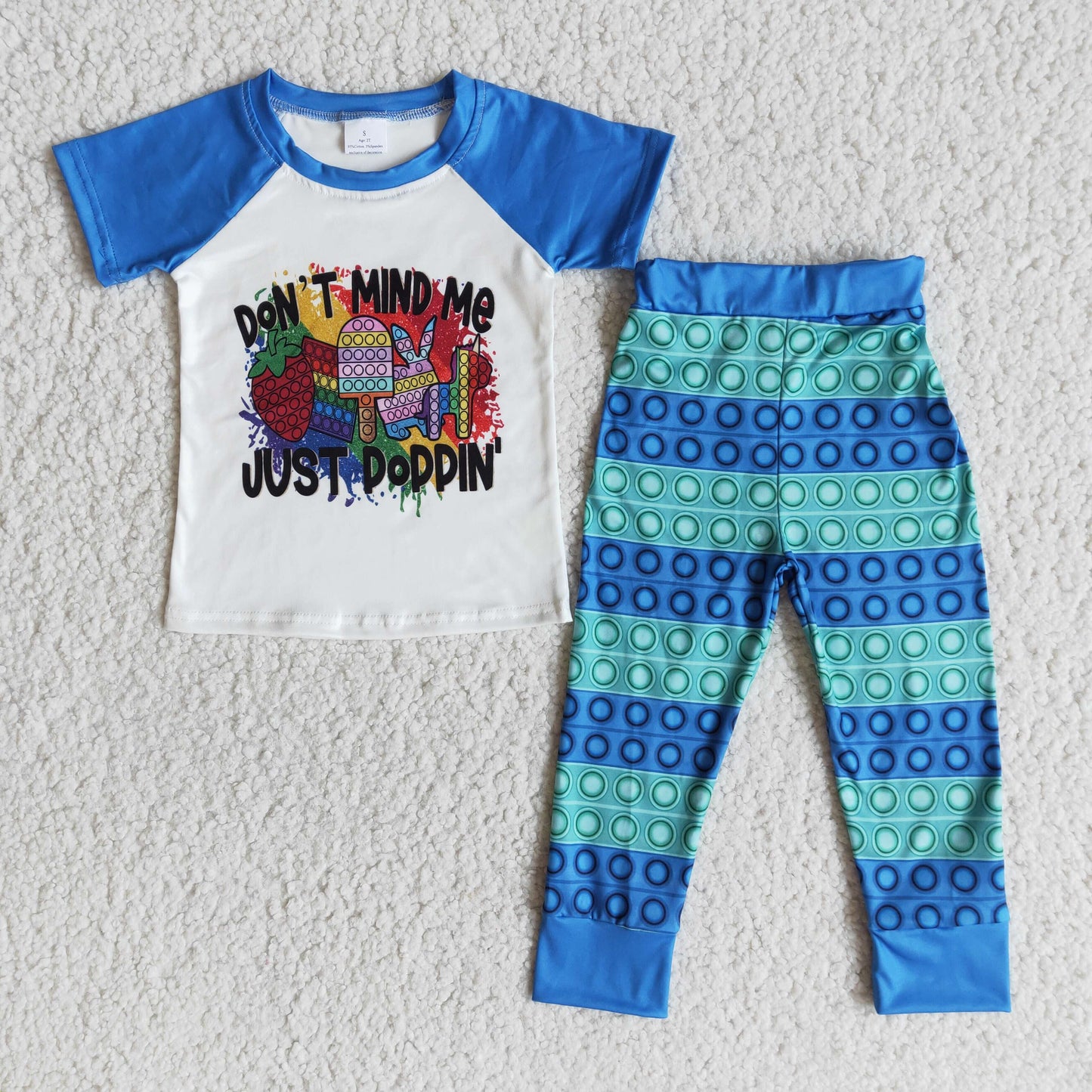 Boys Toy Outfits Short Sleeves Blue Pants