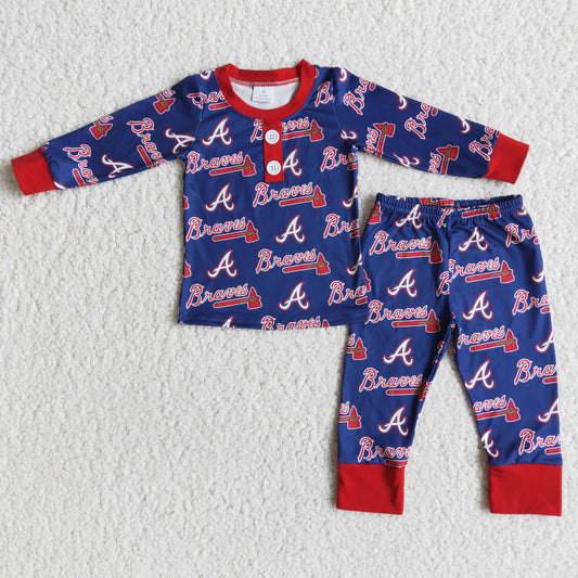 Boys Braves Navy Pajamas Long Sleeves Joggers