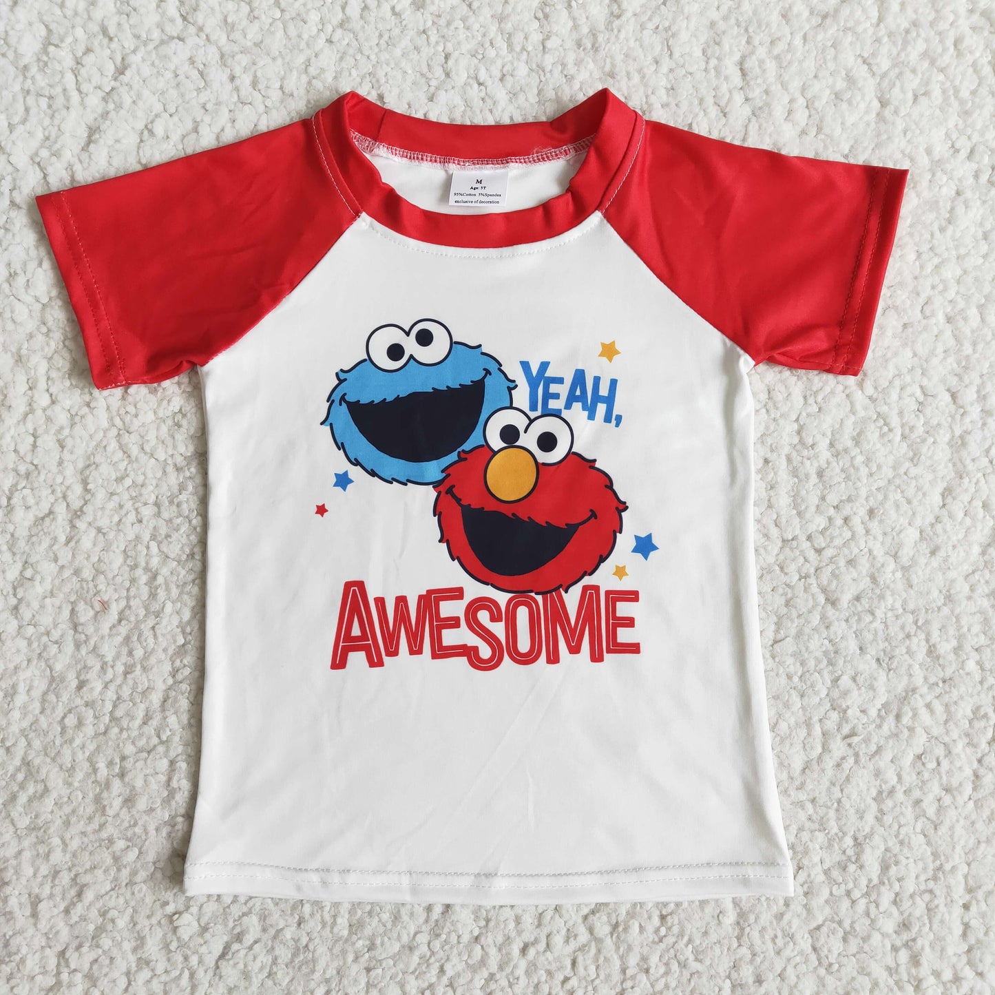 Boys Awesome Shirt Top Short Sleeves Red