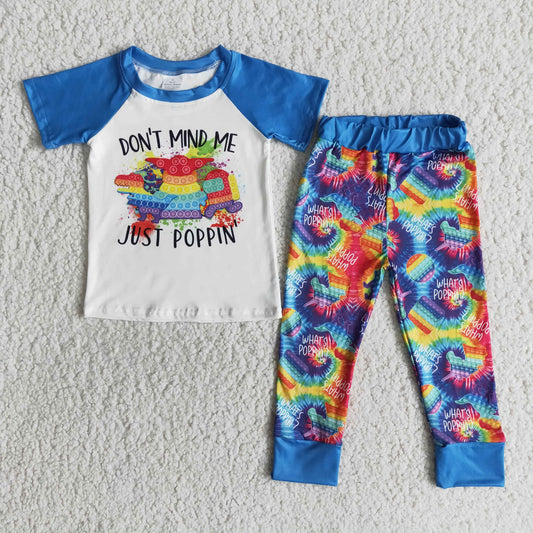 Boys Just Poppin Outfits Short Sleeves Tie-dye Pants