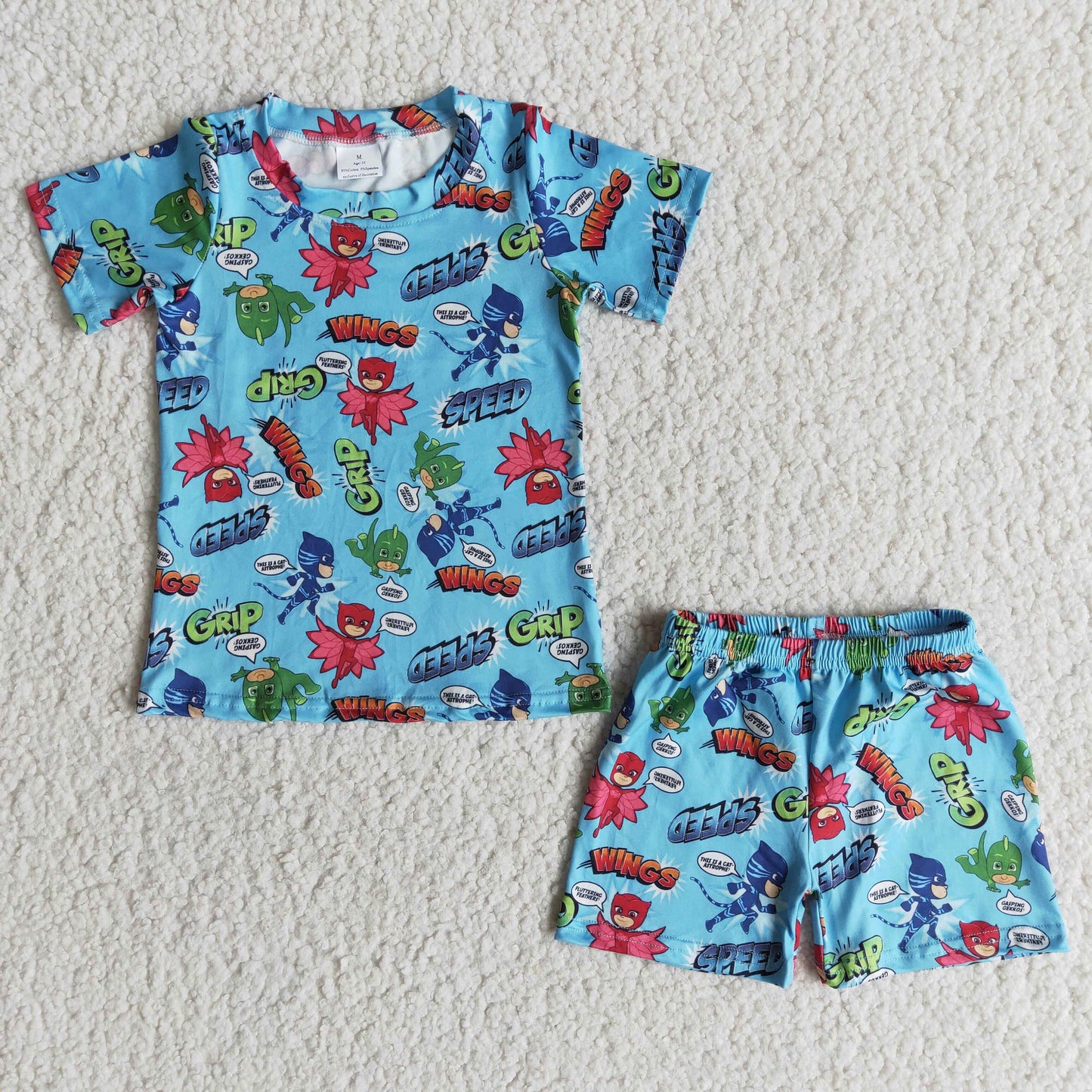 Boys Wings Grip Speed Outfits Short Sleeves Blue Shorts