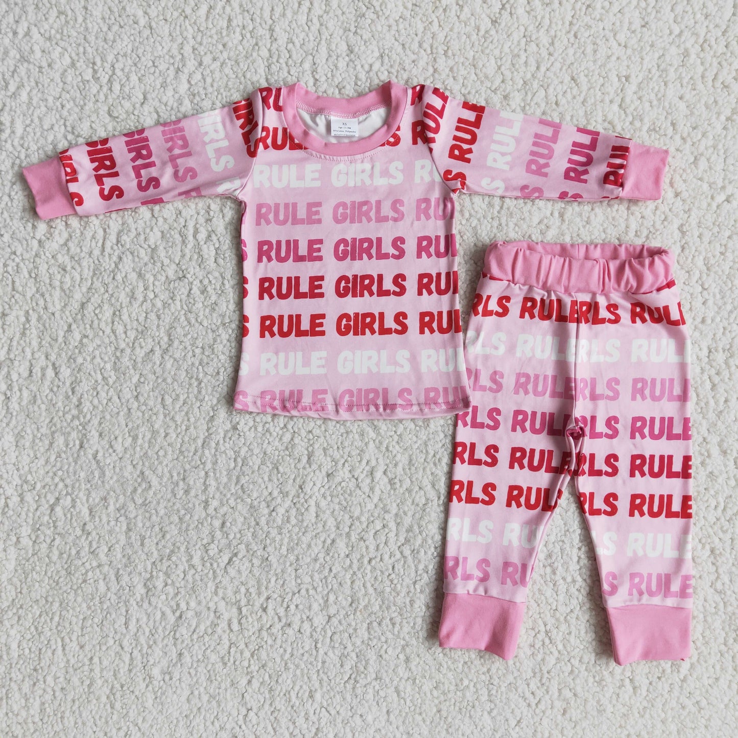 Valentine's Day Rule Girls Pink Pajamas Long Sleeves