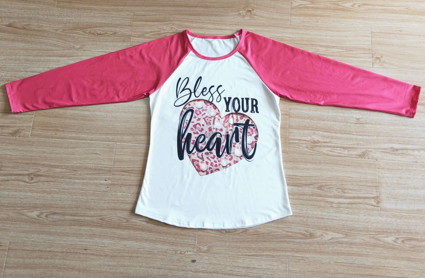 Adults Valentine's Day Bless Your Heart Top Shirt Long Sleeves