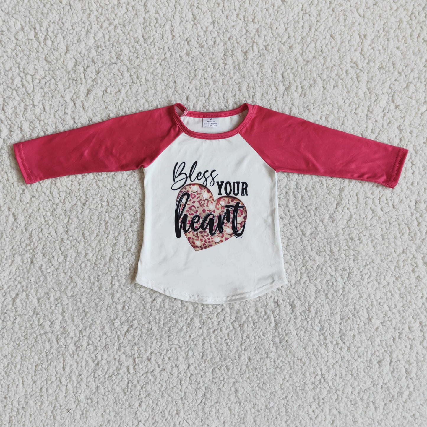 Girls Valentine's Day Bless Your Heart Shirt Top