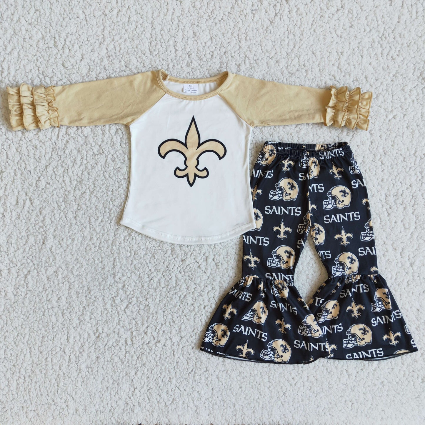 Baby Girls Saints Outfits Long Sleeves Bell Bottom Pants