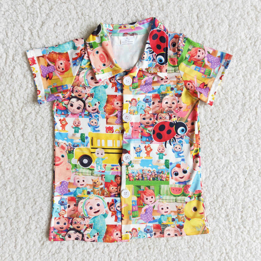 Boys Cartoon Summer Shirt Top Short Sleeves