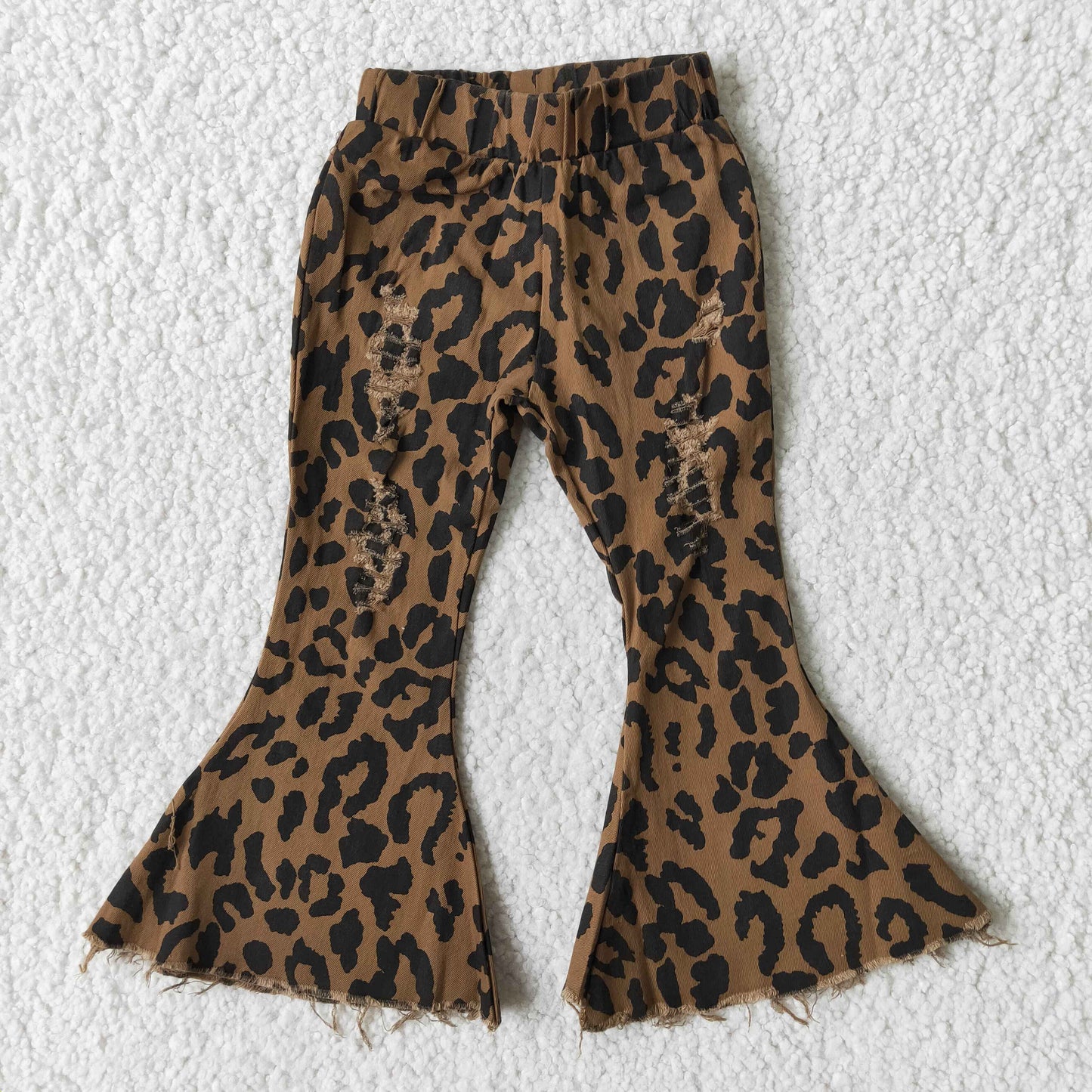 Girls Leopard Jeans Bell Bottom Pants