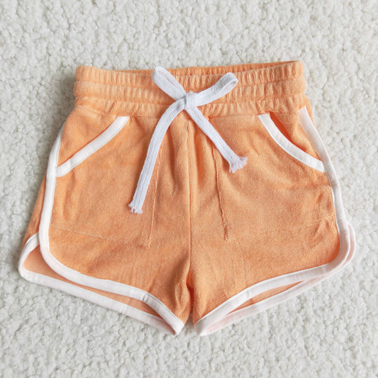 Girls Orange Cotton Shorts