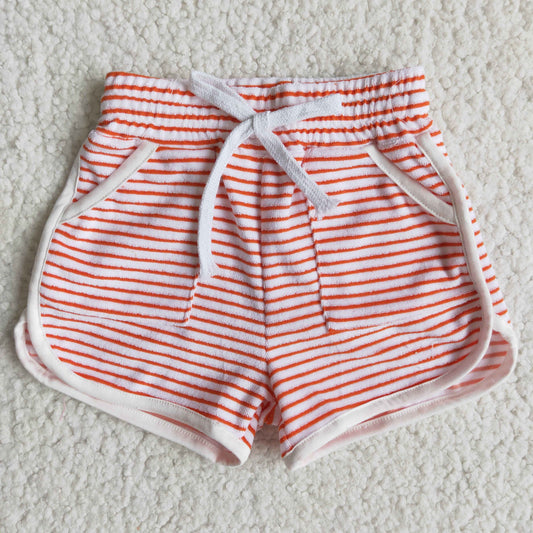 Girls Red Stripe Cotton Shorts