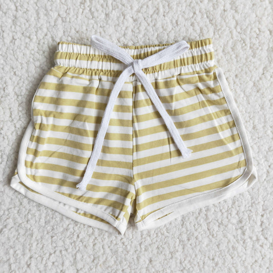 Girls Green Stripe Cotton Shorts