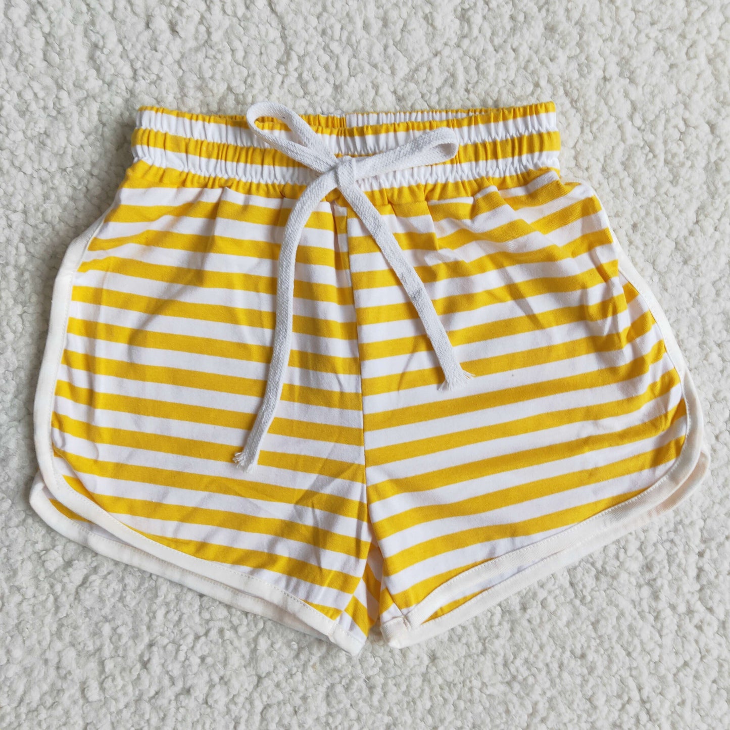 Girls Yellow Stripe Cotton Shorts