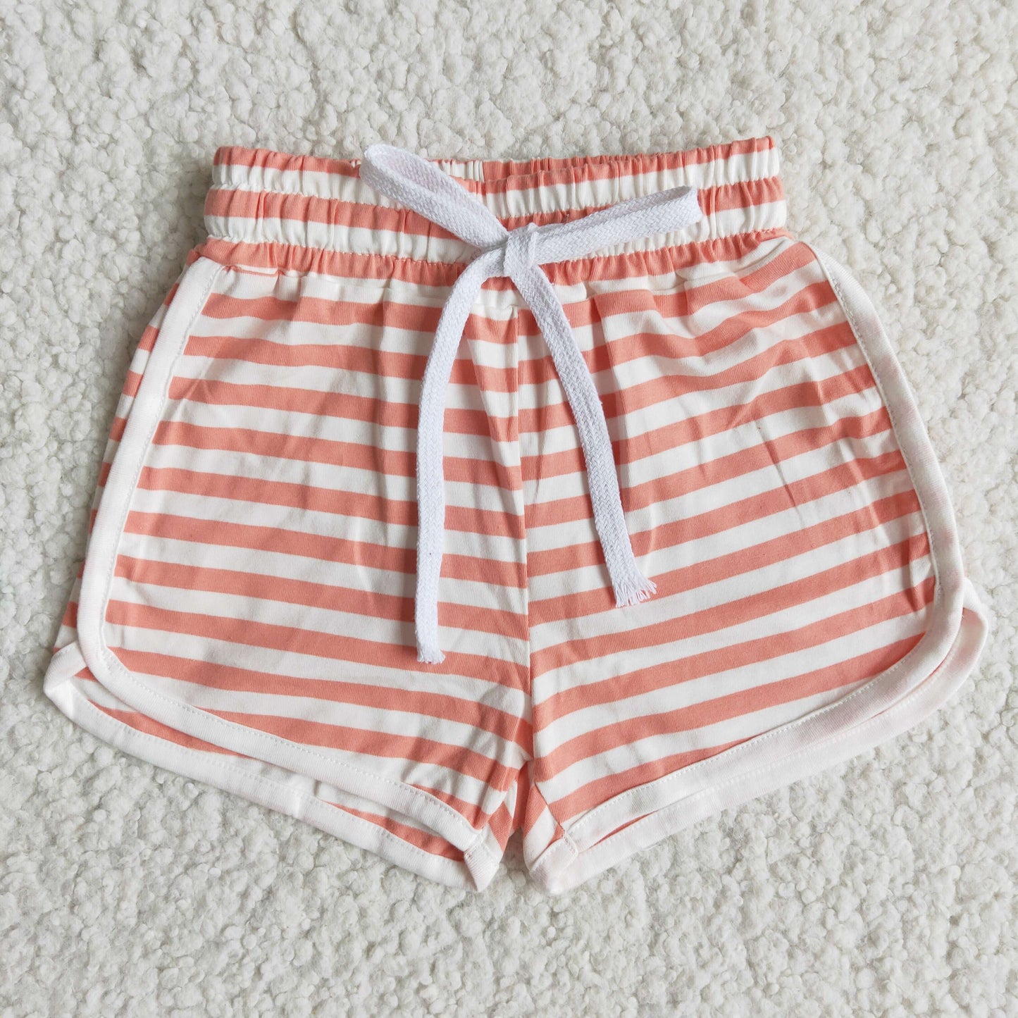 Girls Pink Stripe Cotton Shorts