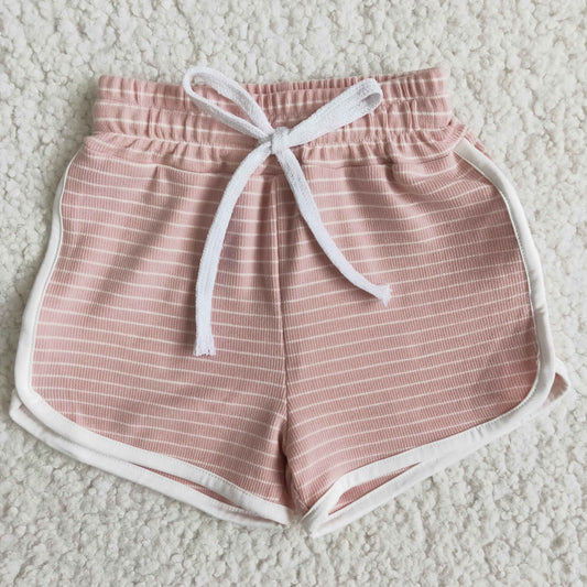 Girls  Pink Stripe Cotton Shorts