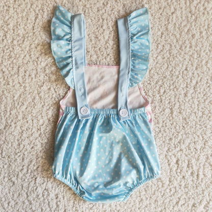 Girls Easter Bunny Rompers Pink Stripe