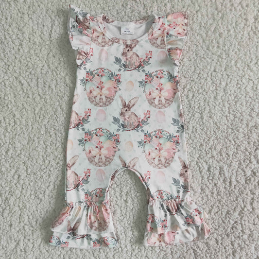 Girls Easter Bunny Floral Rompers