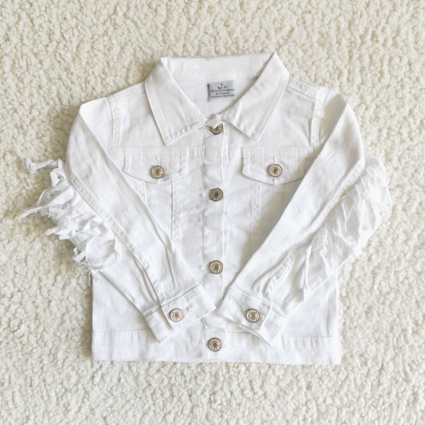 Girls White Denim Jacket