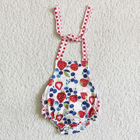 Girls Summer Strawberry Fruits Rompers