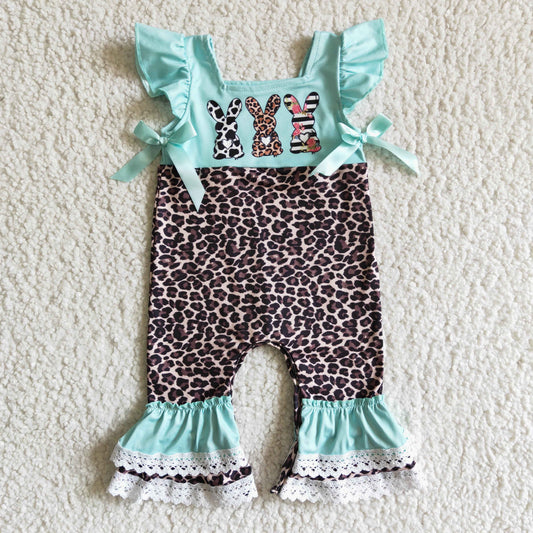 Girls Easter Bunny Leopard Rompers