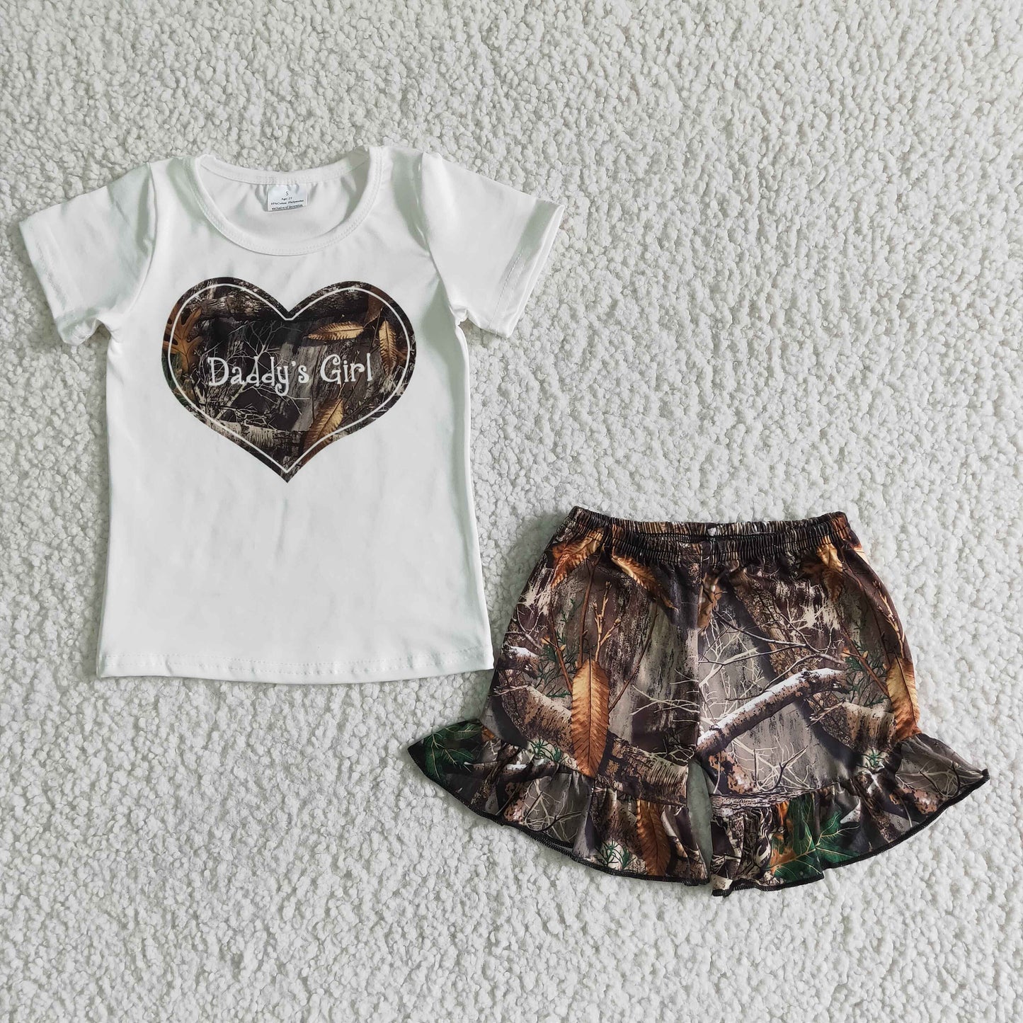 Daddy's Girl Outfits Short Sleeves Camo Shorts