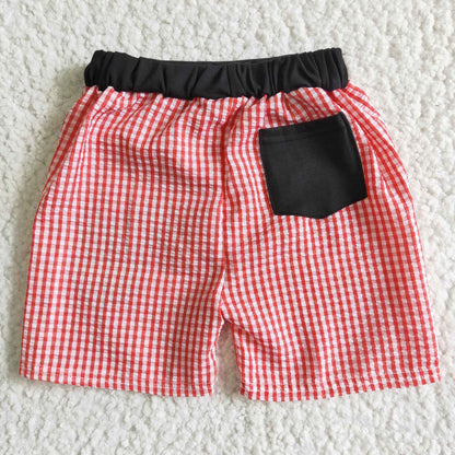 Boys Red Plaid Swimming Trunks Shorts